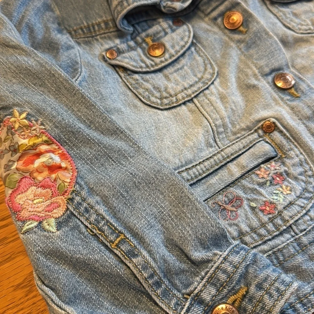 OshKosh B'gosh Genuine Kids denim Jean Jacket with Floral Embroidery size 24 mos